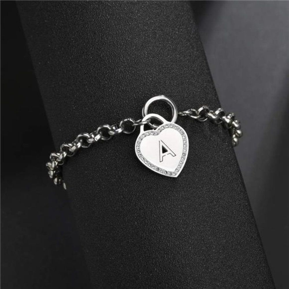 Silver Initial Charm Bracelet Adjustable Anklet